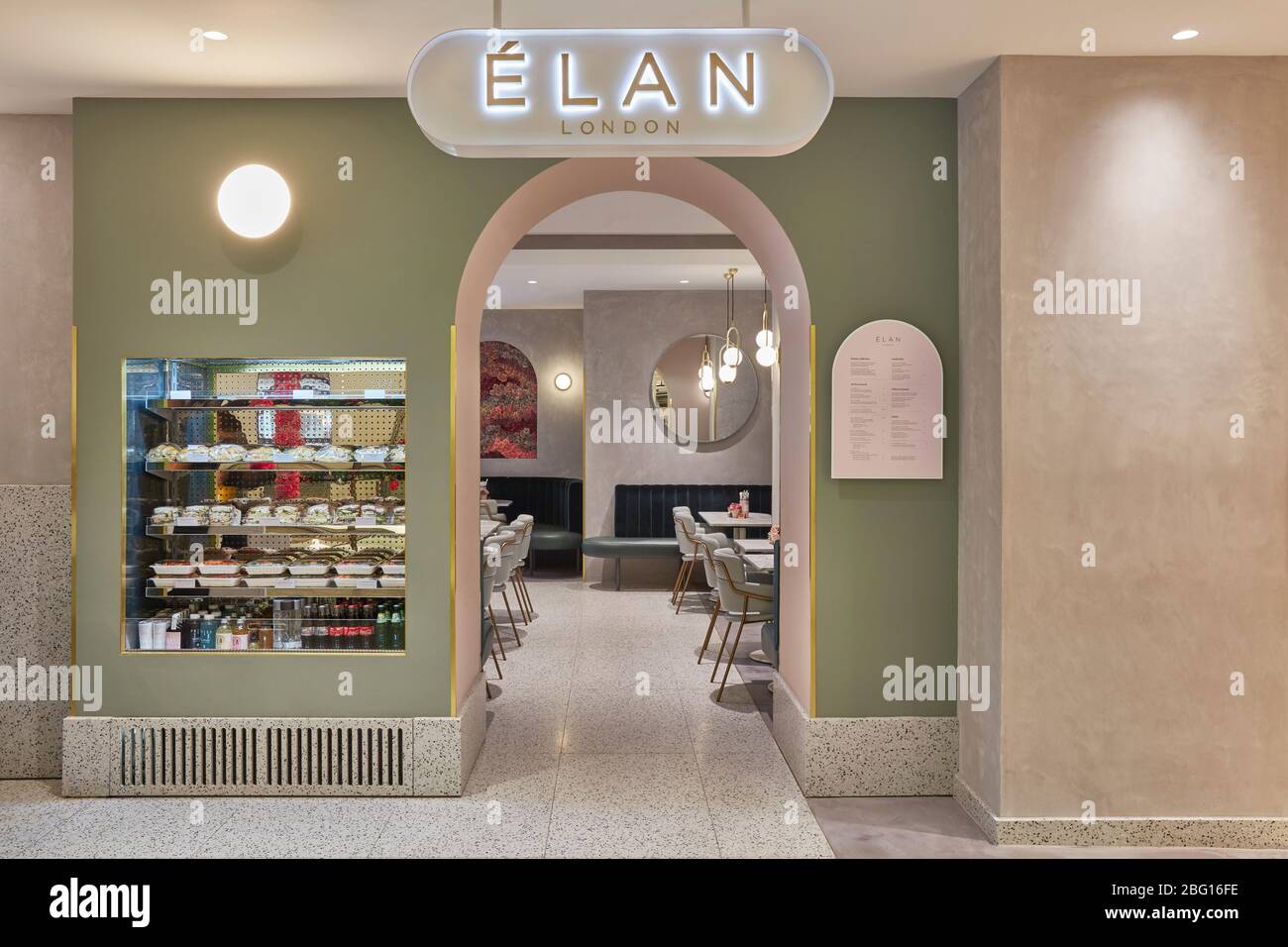 Entrance. EL&N Café Selfridges, London, United Kingdom. Architect: Holland Harvey Architects , 2018. Stock Photo