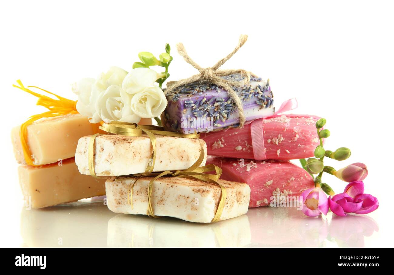 Handmade soap natural isolated pile hi-res stock photography and images ...