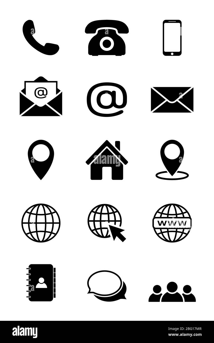 Contact us icon set in flat style Stock Vector