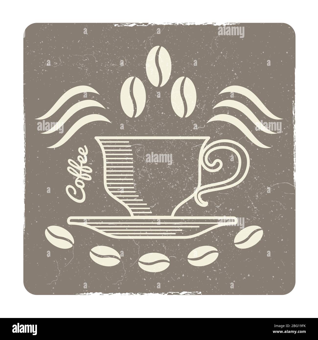 Vintage coffee cup logo design label for cafe isolated on white, coffee shop or market. Vector