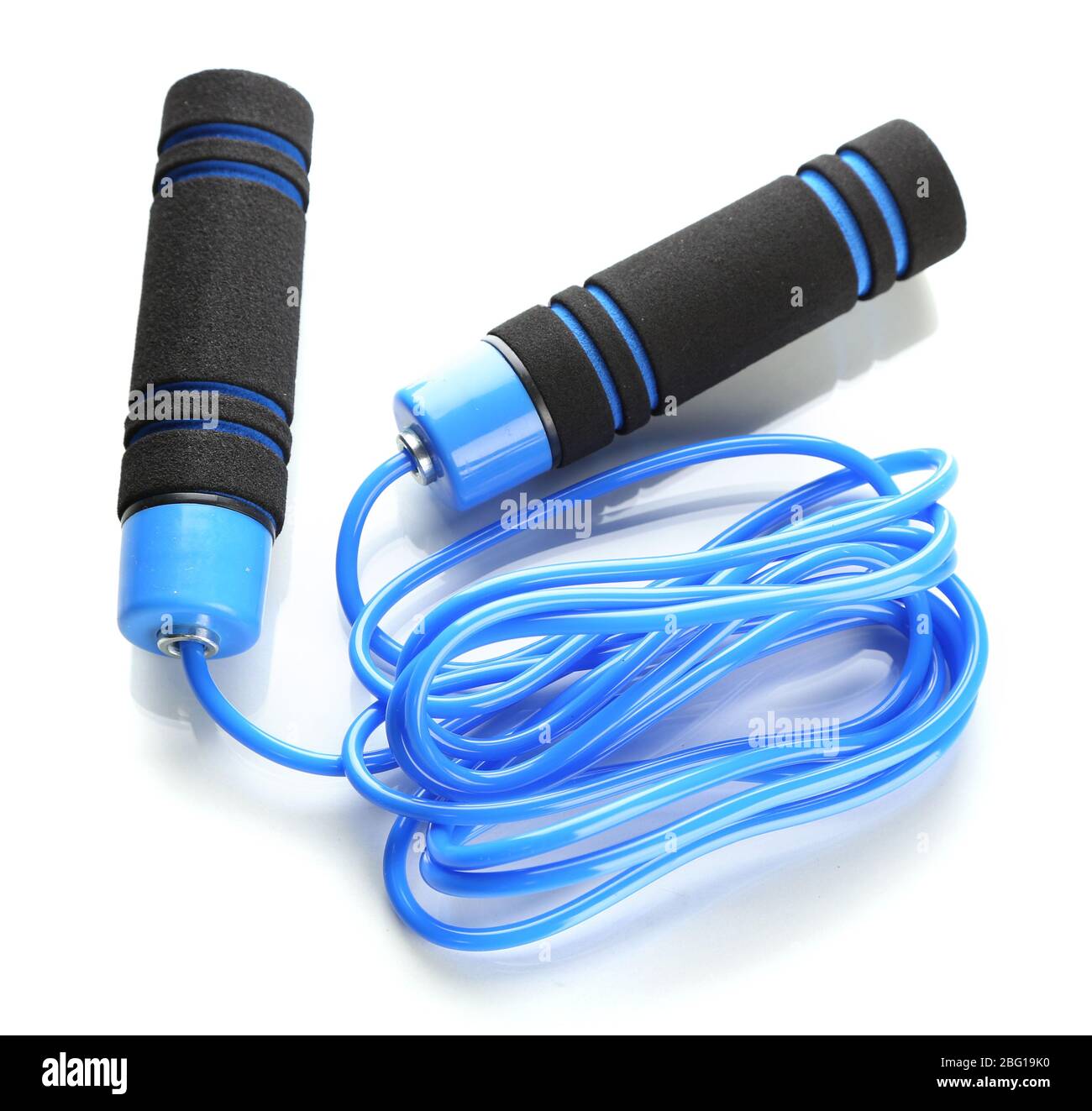 Blue skipping rope, isolated on white Stock Photo - Alamy
