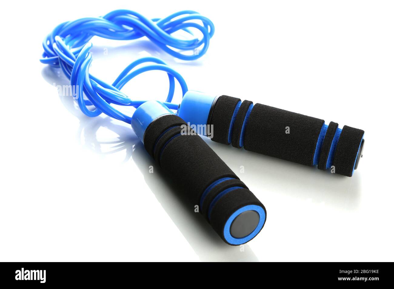 Blue skipping rope, isolated on white Stock Photo - Alamy