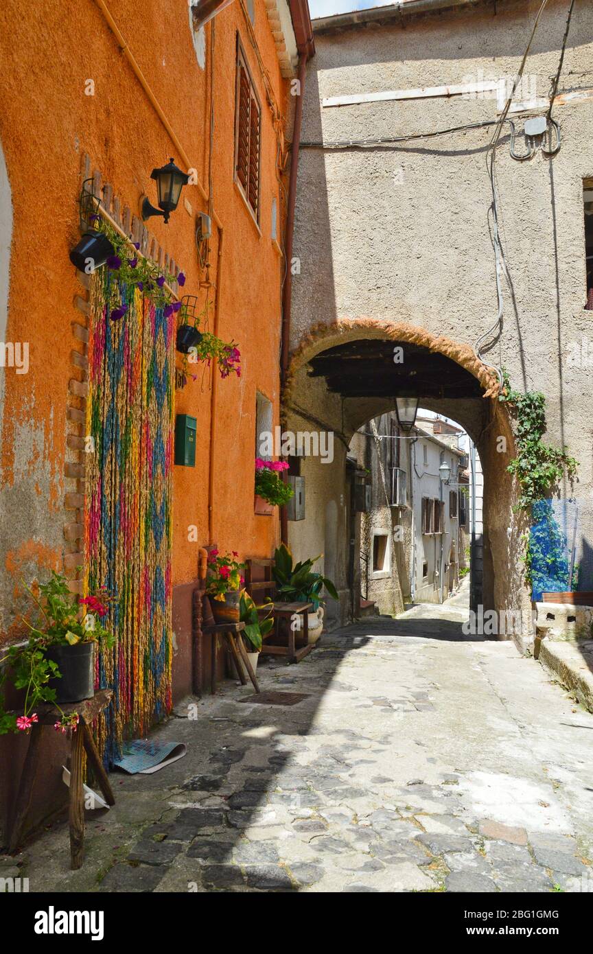 A Narrow Street Between The Old Houses Of Atena Lucana In The Province Of Salerno Italy Stock Photo Alamy