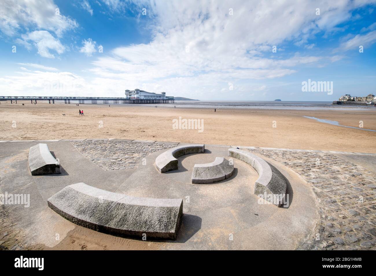 The near deserted beach at Weston-super-Mare during the Coronavirus lockdown, UK Stock Photo