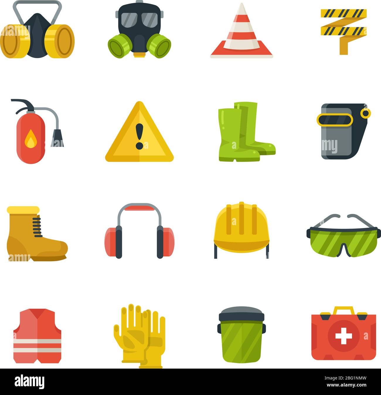 Personal protective equipment for safety and security work flat vector ...