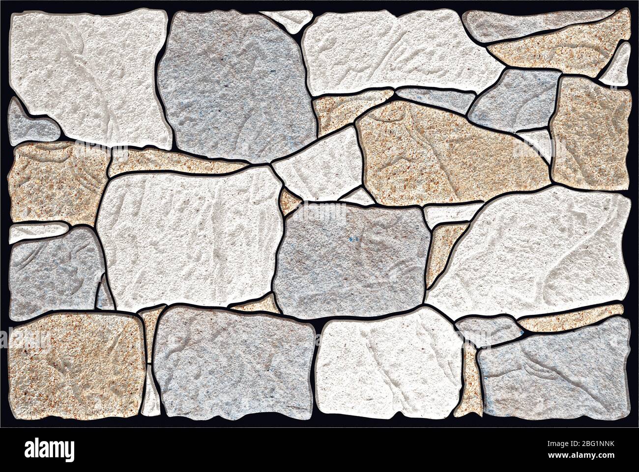 Stone blocks in wall decor background, seamless stone wall texture Stock Photo