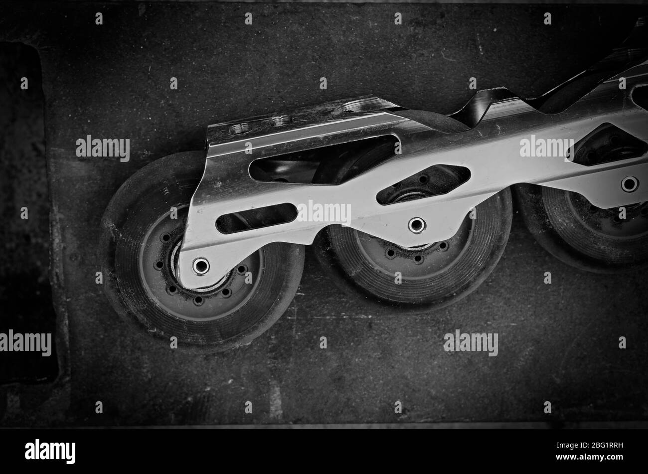 Aggressive inline skates disassembled. Professional roller blades on