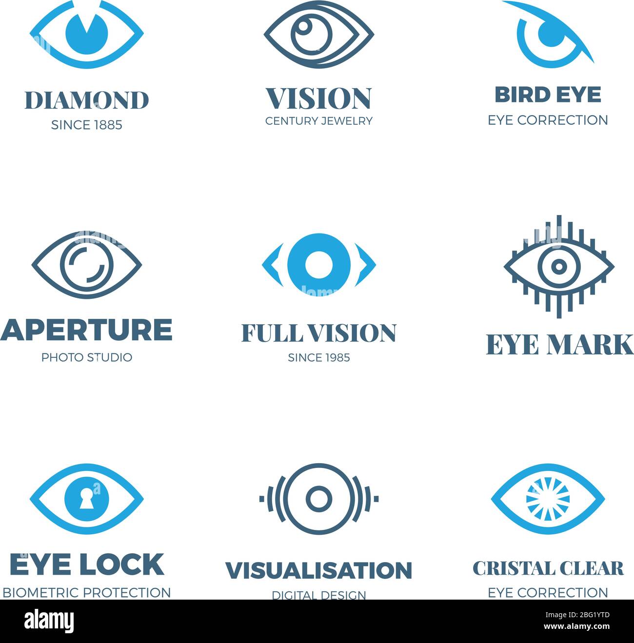 Magic eye logos. Mysterious sight symbols. Vision vector badges. Illustration of eye logo concept, emblem mystical look and seeing Stock Vector