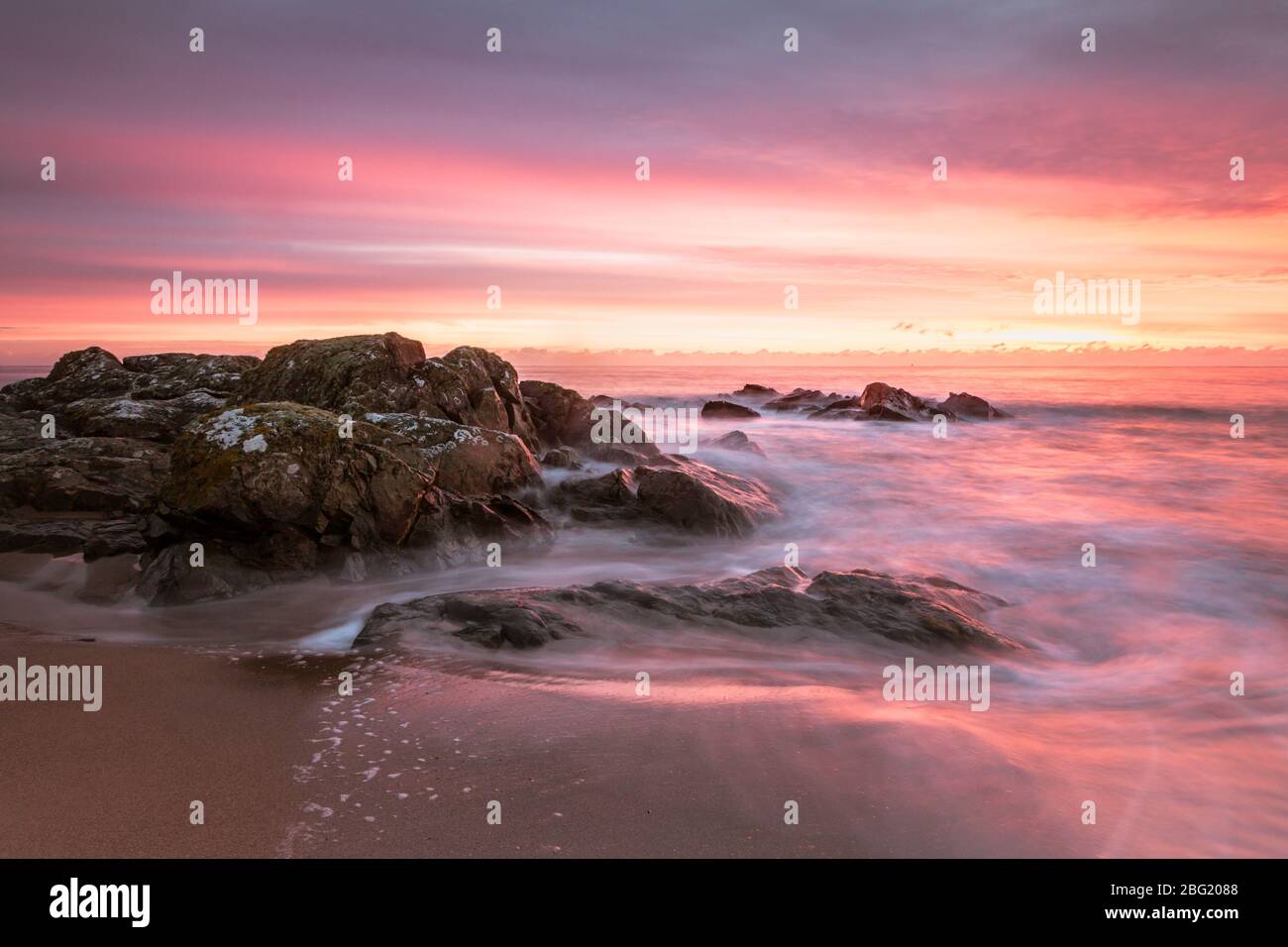 Sunrise on the shoreline at beautiful St Helen's Bay Rosslare County Wexford Ireland Stock Photo