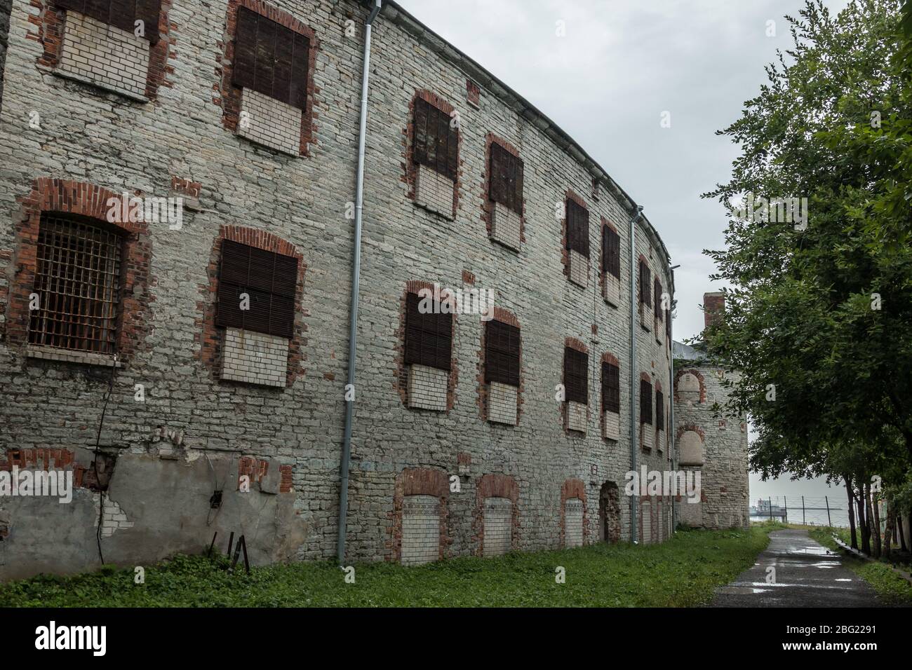 Abandoned Patarei prison. The former Soviet maximum security prison near Tallinn, Estonia, now lies decaying and empty near the capital city. Stock Photo