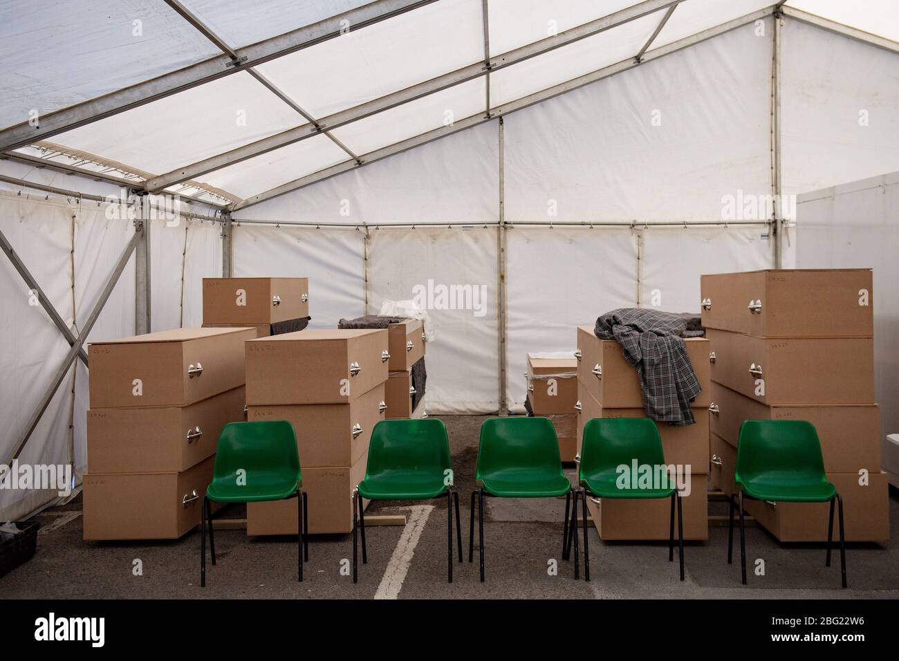 A mosque in Birmingham is operating a 150-capacity temporary mortuary during the ongoing Covid-19 pandemic. Central Jamia Mosque Ghamkol Sharif, which already runs one of the city's oldest Muslim funeral services, is accepting deceased of all faiths in separate coronavirus and non-coronavirus facilities. Stock Photo