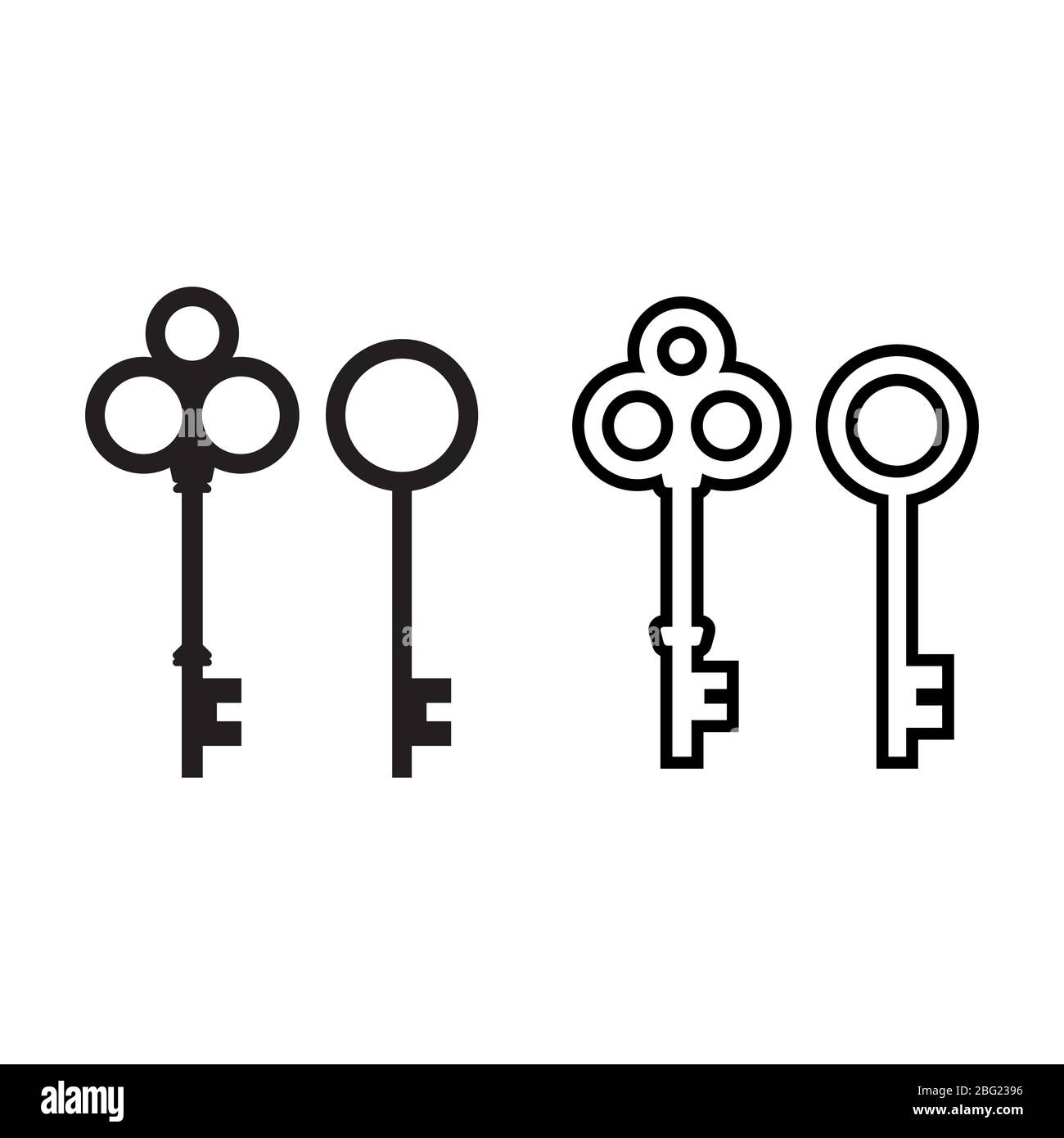 Key icon, lock vector flat design sign Stock Vector