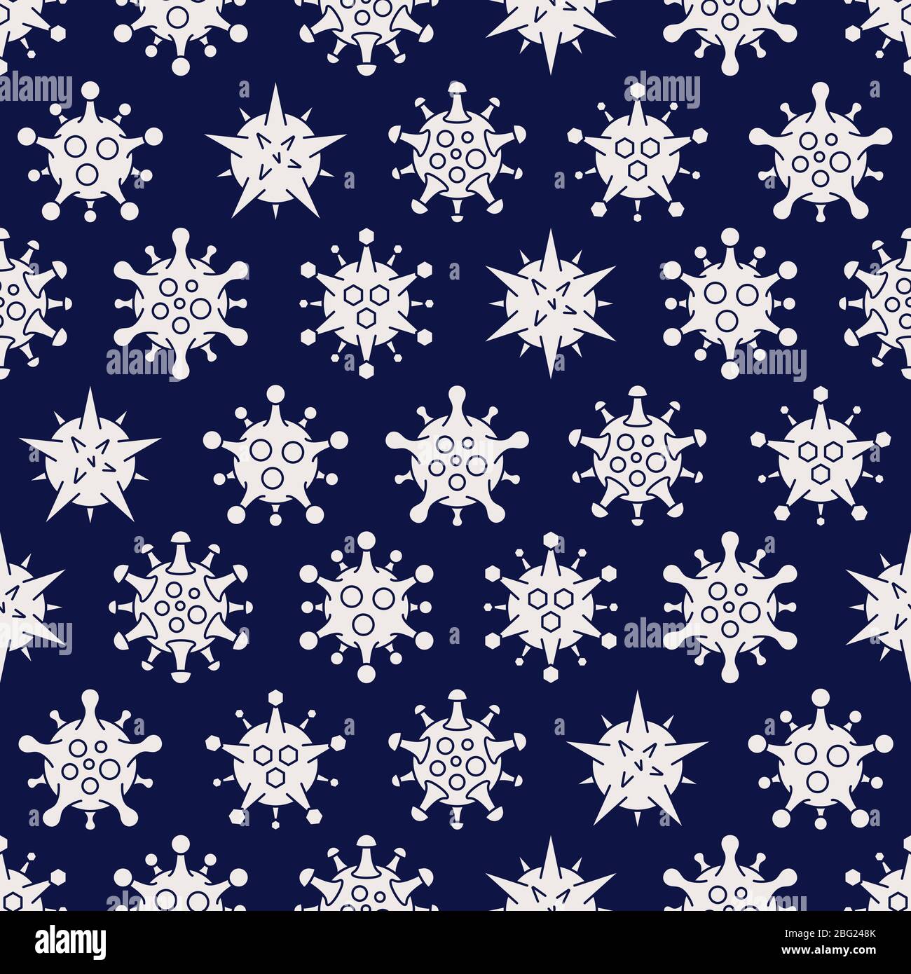 Coronavirus COVID-19 seamless pattern. Different kinds of viruses ...