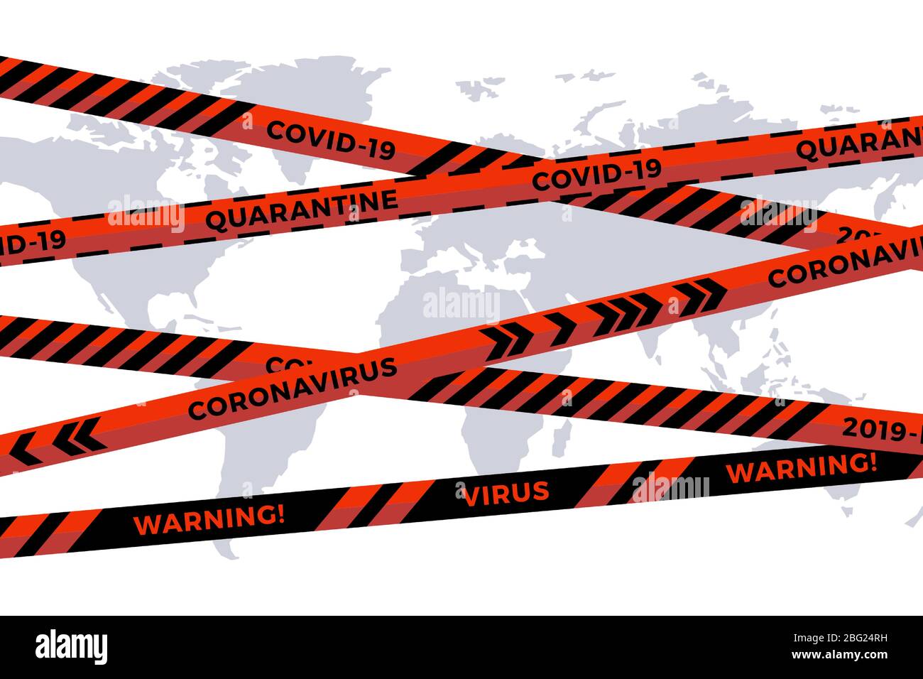 Vector biohazard danger yellow black tape on white paper cut world map ...