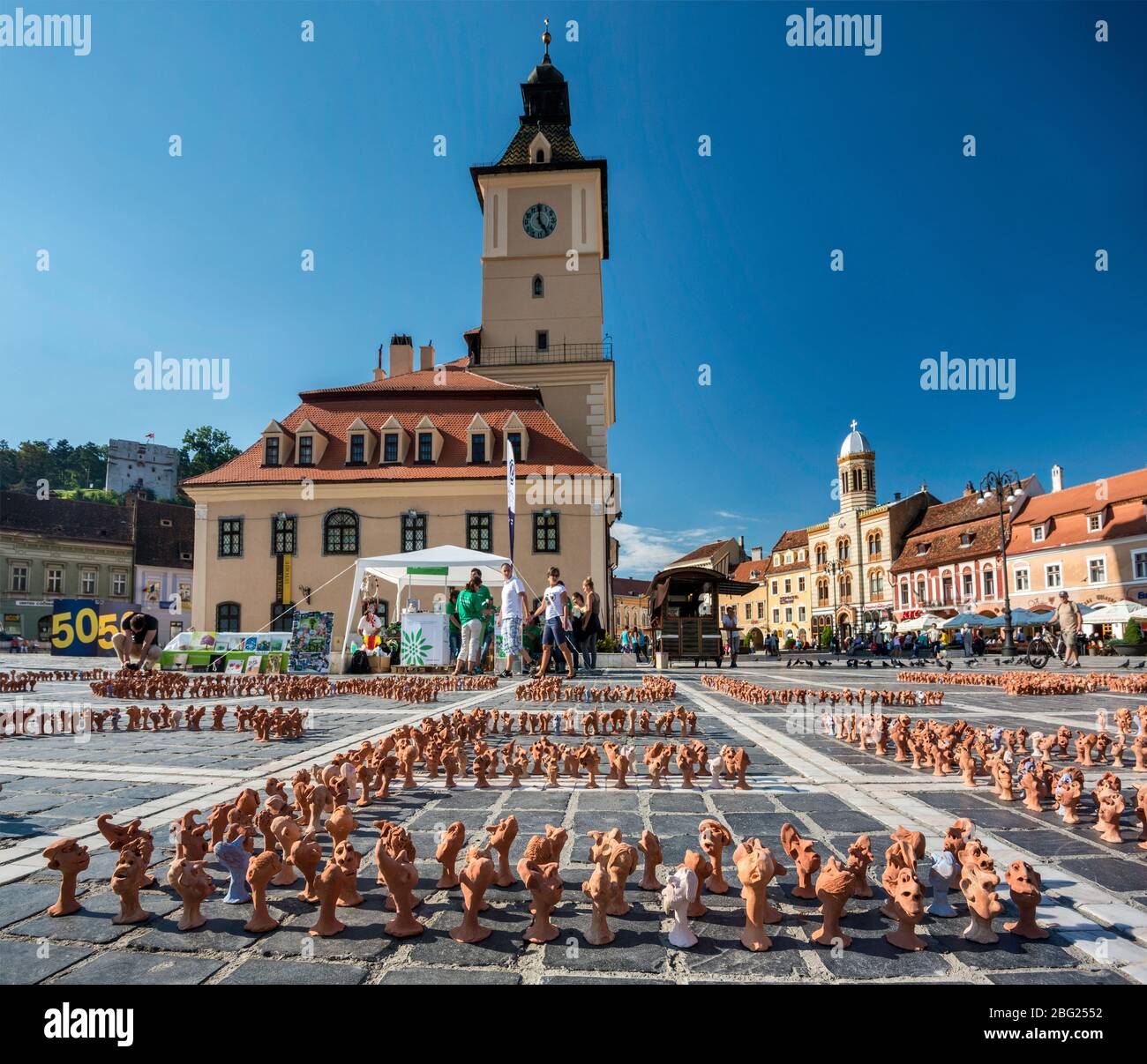 Display by Hospice Romania, designed to increase diabetes awareness, made by father of sick child, at Piata Sfatului, in Brasov, Transylvania, Romania Stock Photo