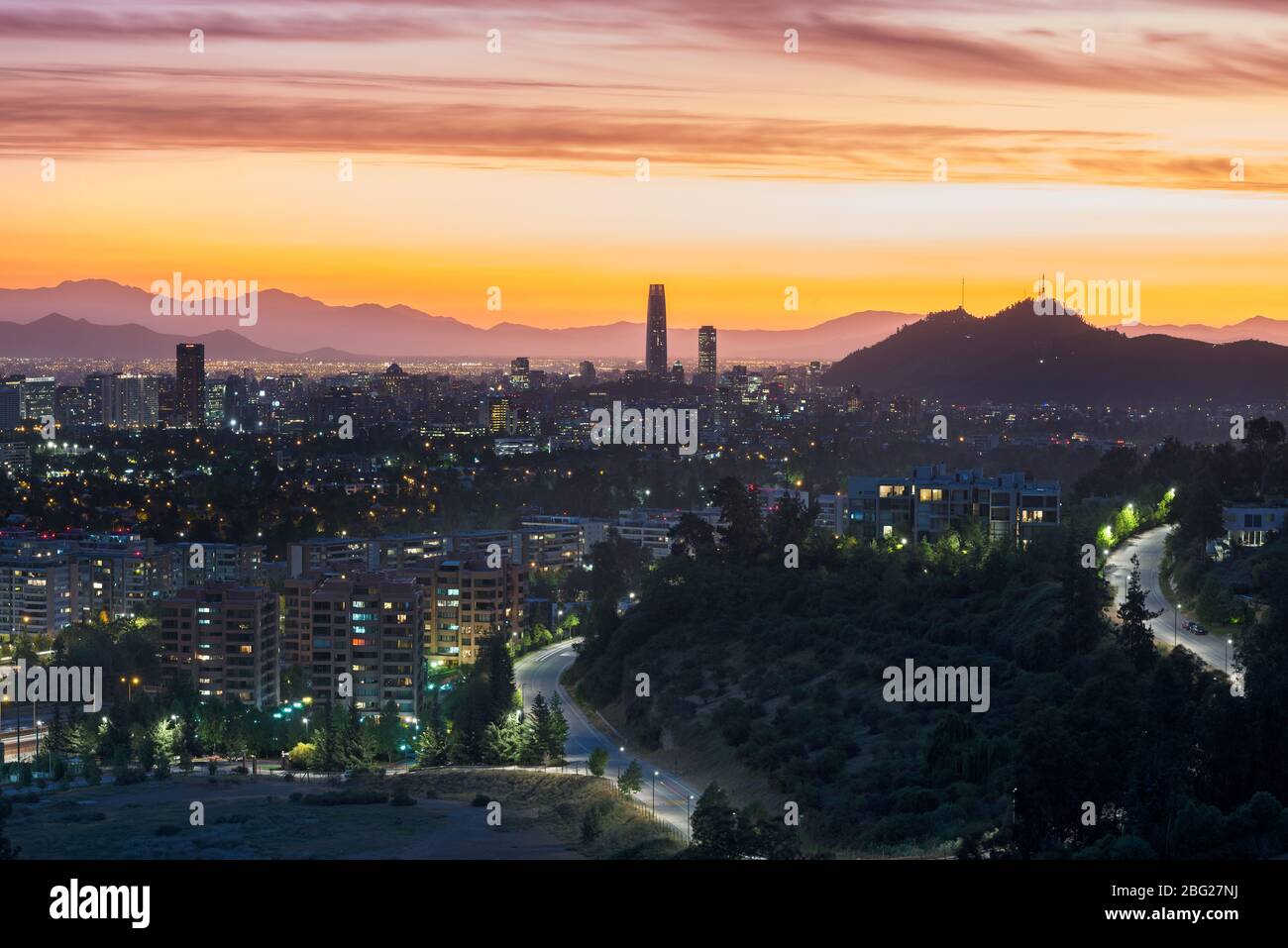 Panoramic view of Santiago de Chile with Las Condes and Vitacura