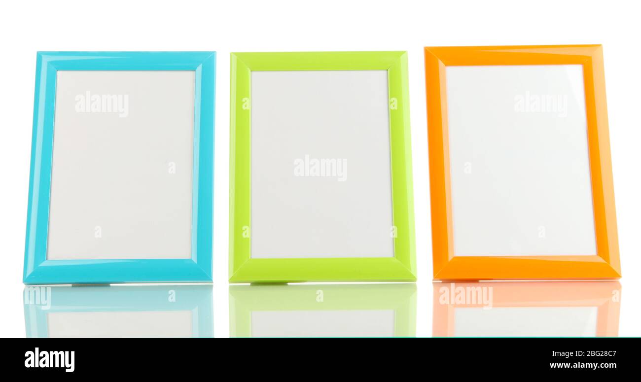 Colorful photo frames isolated on white Stock Photo