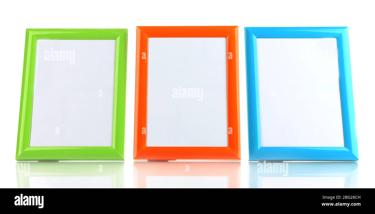 Colorful photo frames isolated on white Stock Photo