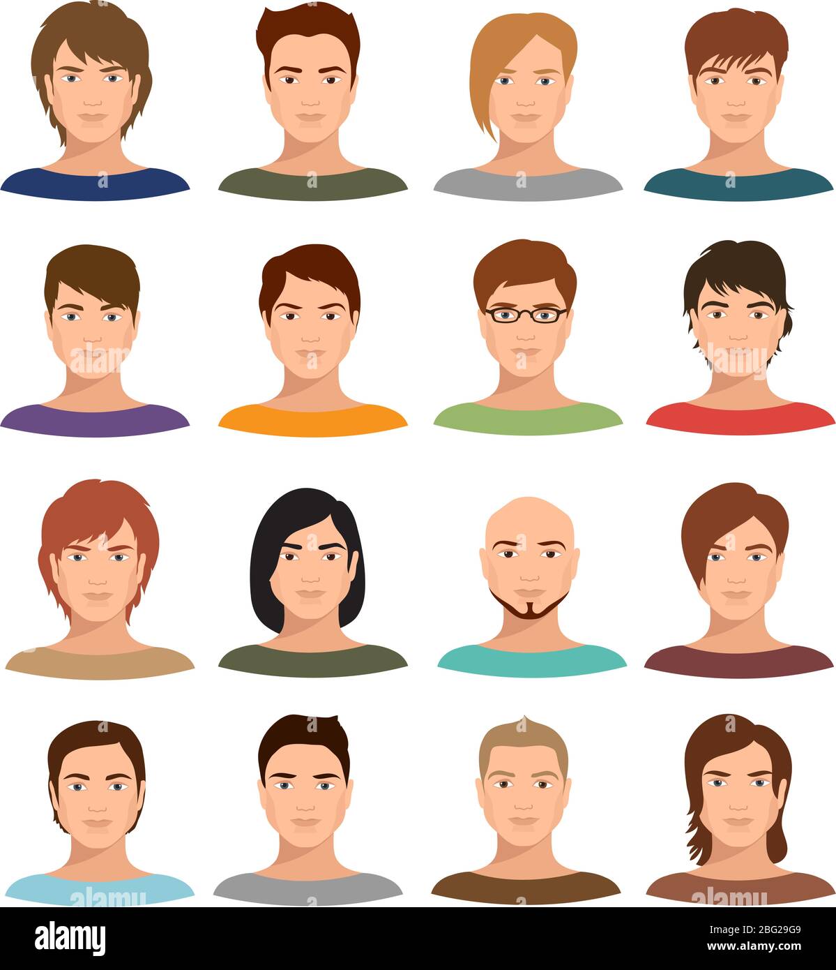 Young cartoon man portraits with various hairstyle. Male avatars vector  set. Character young face male with hairstyle portrait illustration Stock  Vector Image & Art - Alamy