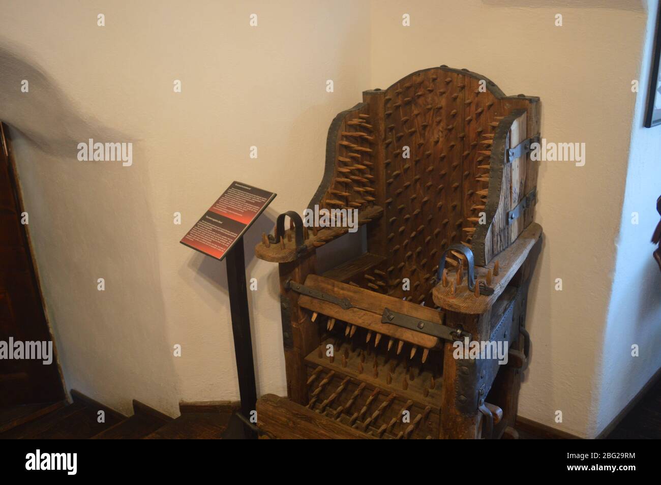 Torture devices on display at Bran Castle, Romania Stock Photo