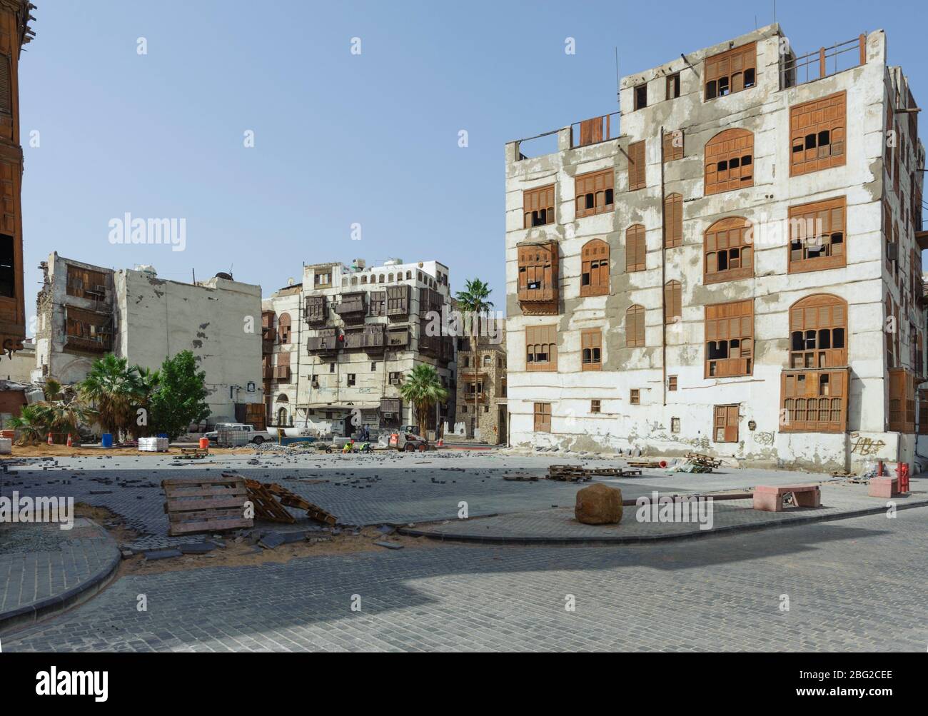 Preservation works in Al-Balad, the historical area of Jeddah, Saudi Arabia. Stock Photo