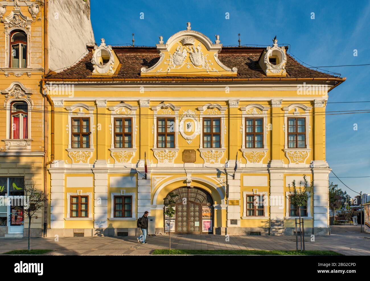 Ethnographic Museum, 1762 building, Baroque, at Piata Trandafirilor, central square in Targu Mures, Szekely Land, Mures County, Transylvania, Romania Stock Photo