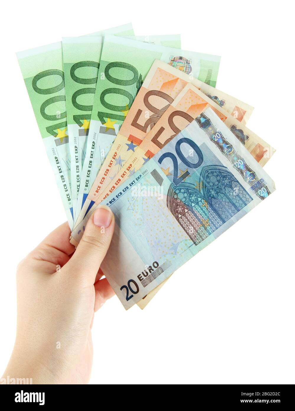 Euro banknotes isolated on a white Stock Photo - Alamy