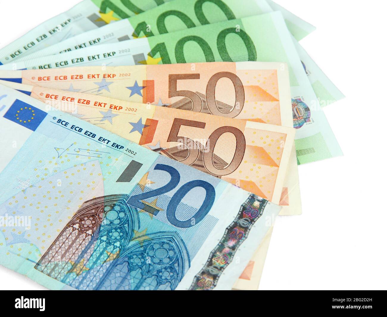Euro banknotes isolated on a white Stock Photo - Alamy