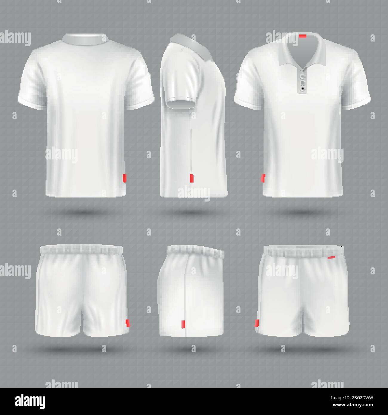 Rugby shorts and t shirt white blank man sport uniform vector set. Sport  t-shirt and sporty shorts model for running illustration Stock Vector Image  & Art - Alamy
