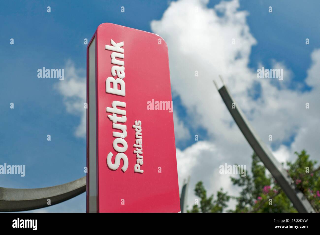 Brisbane, Queensland, Australia - 4th March 2020 : Close up of the South Bank parklands sign located in Brisbane, Australia Stock Photo