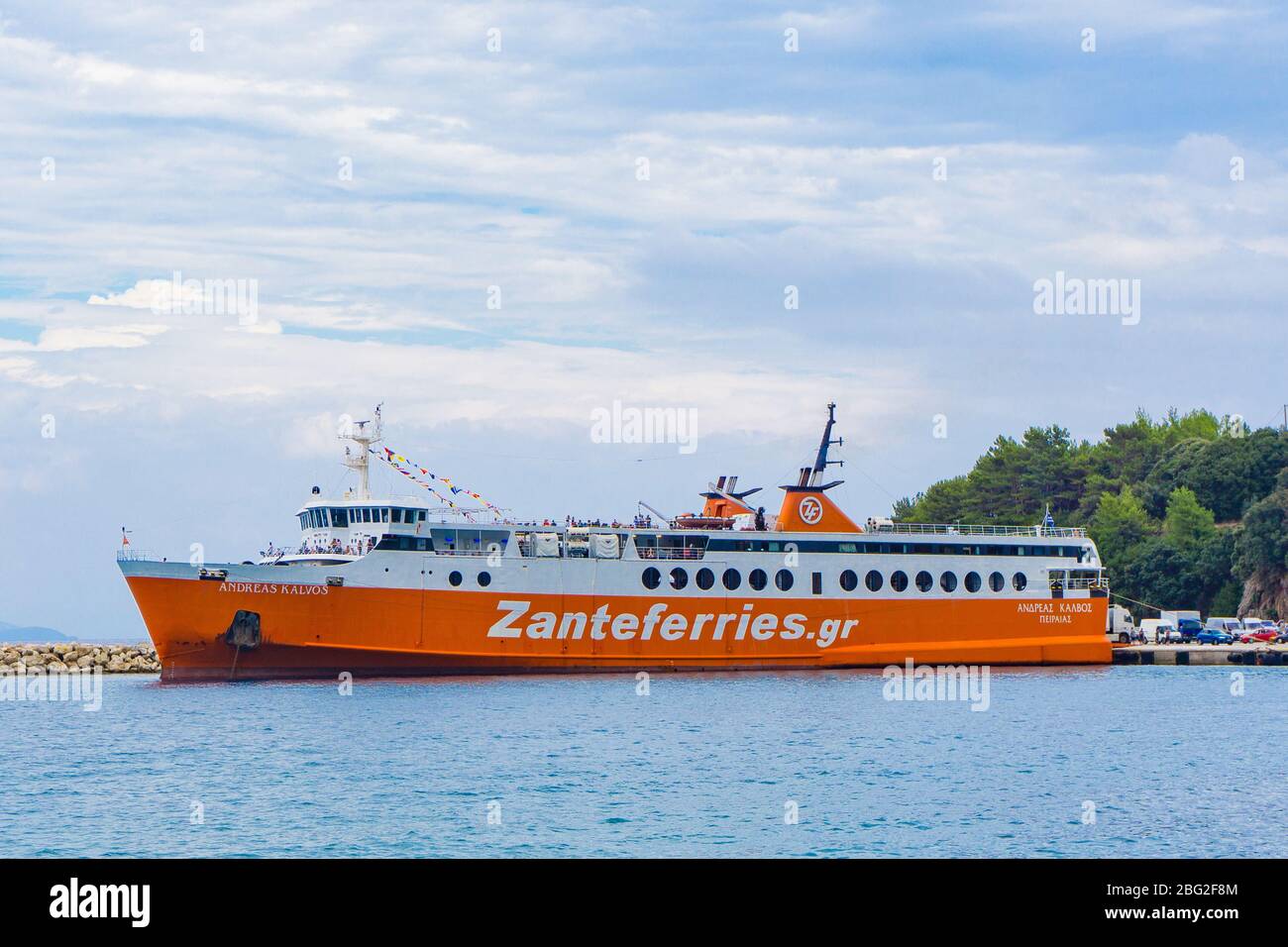 Andreas Kalvos ferry ship of the Zante Ferries company at the port of Poros in Kefalonia, Greece