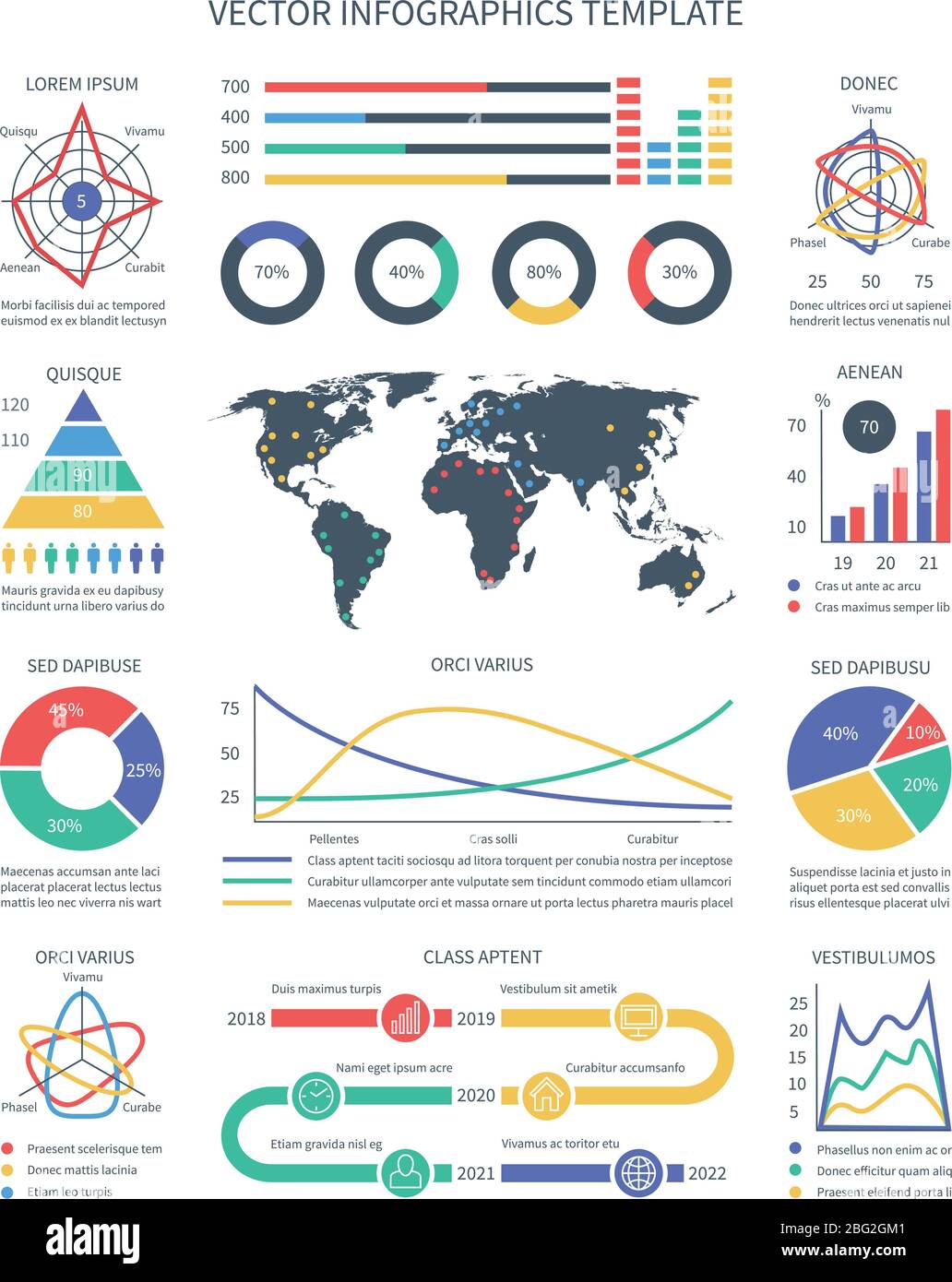 Business vector infographics. Statistics data charts, graphs and visualization elements for presentation. Business presentation data, chart and graph, Stock Vector