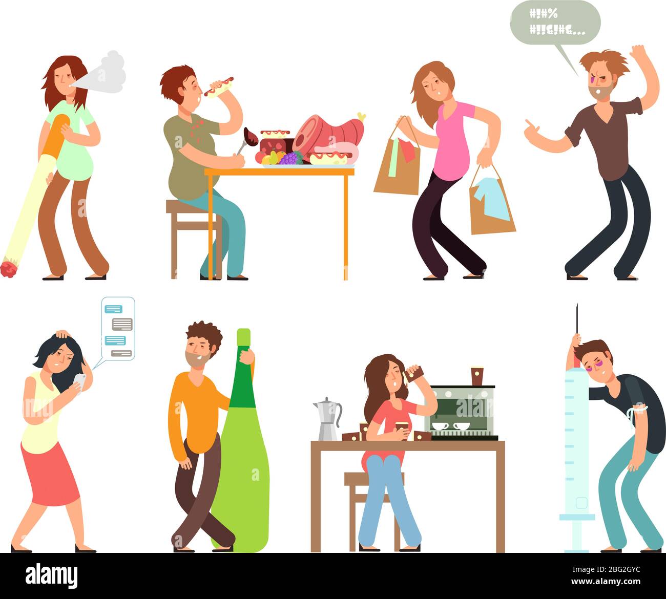 Unhealthy lifestyle Stock Vector Images - Alamy
