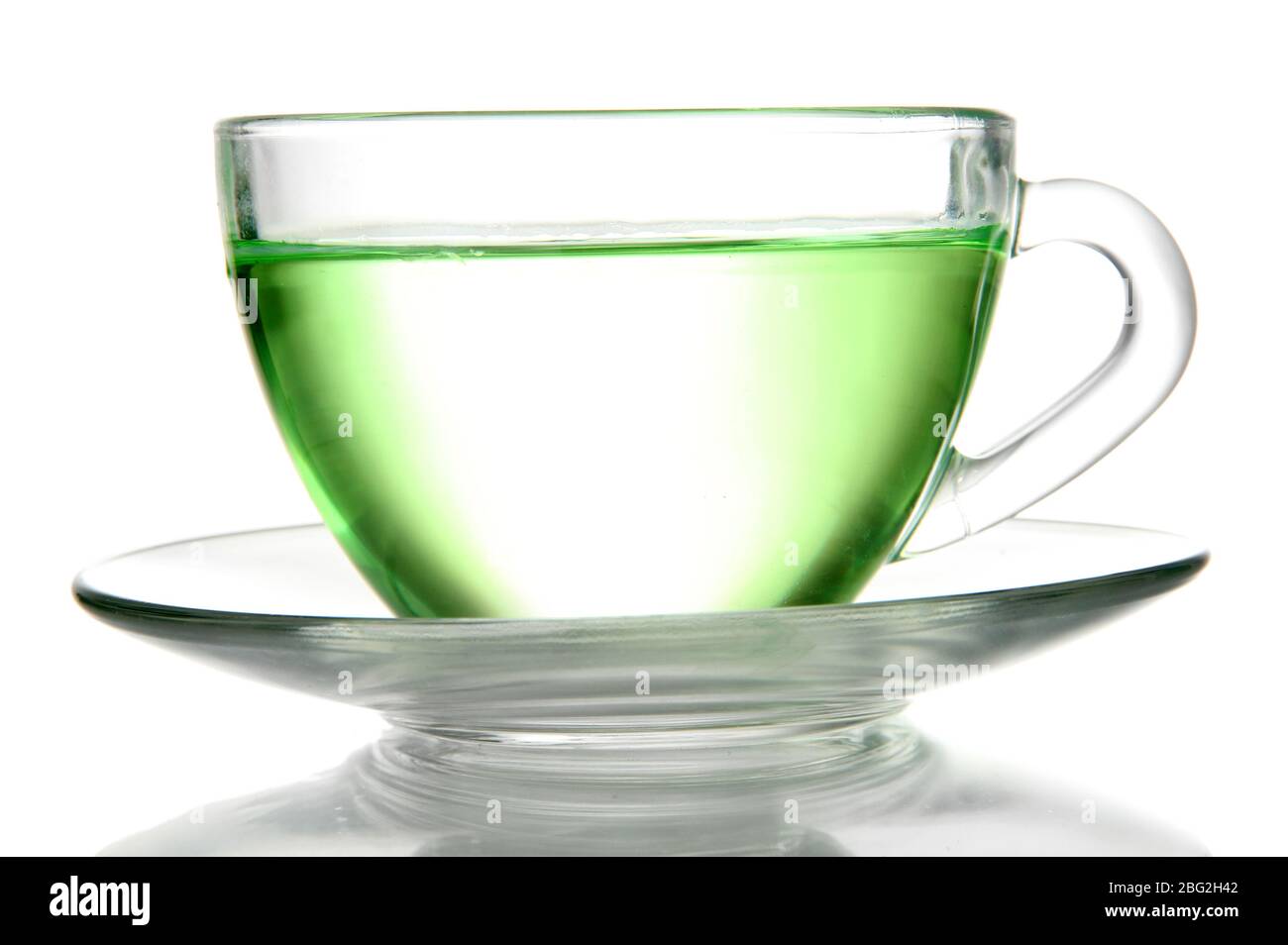 Transparent cup of green tea, isolated on white Stock Photo - Alamy