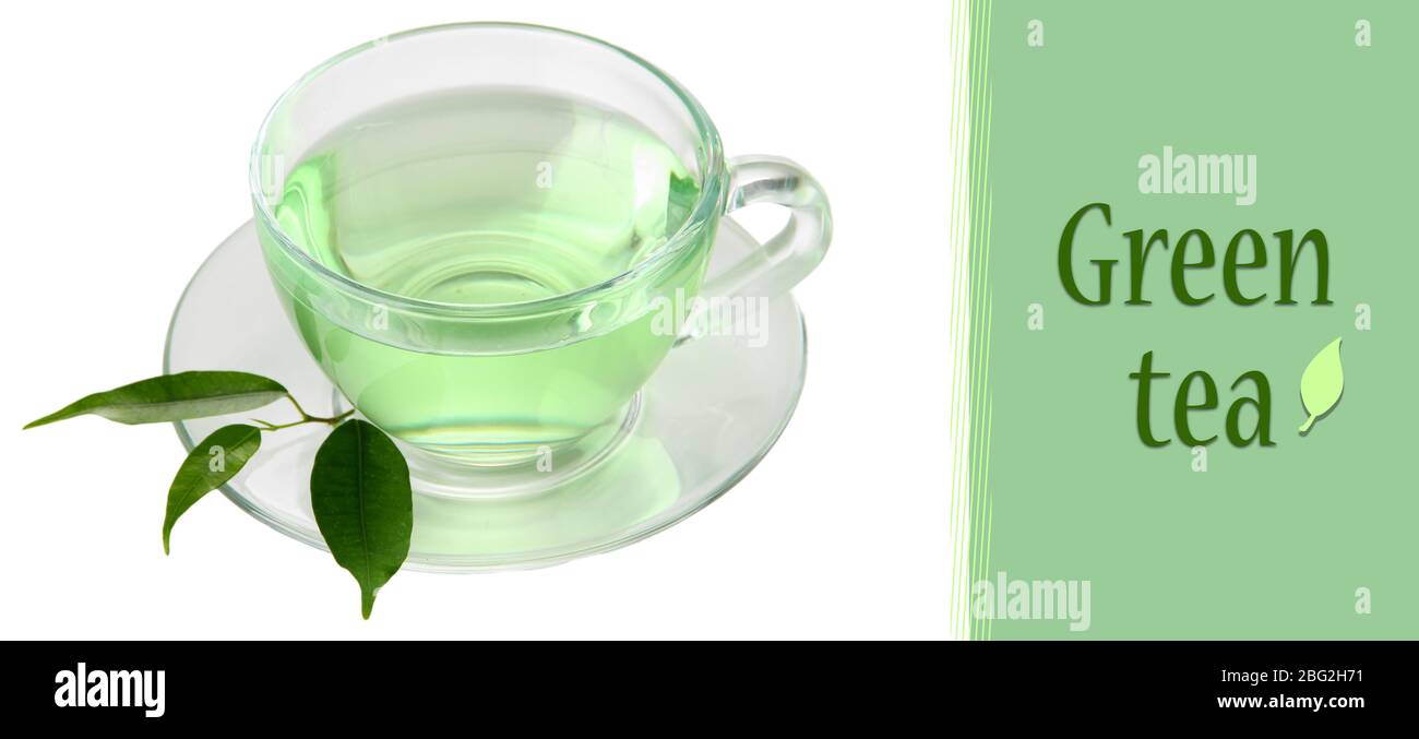 Transparent cup of green tea, isolated on white Stock Photo - Alamy