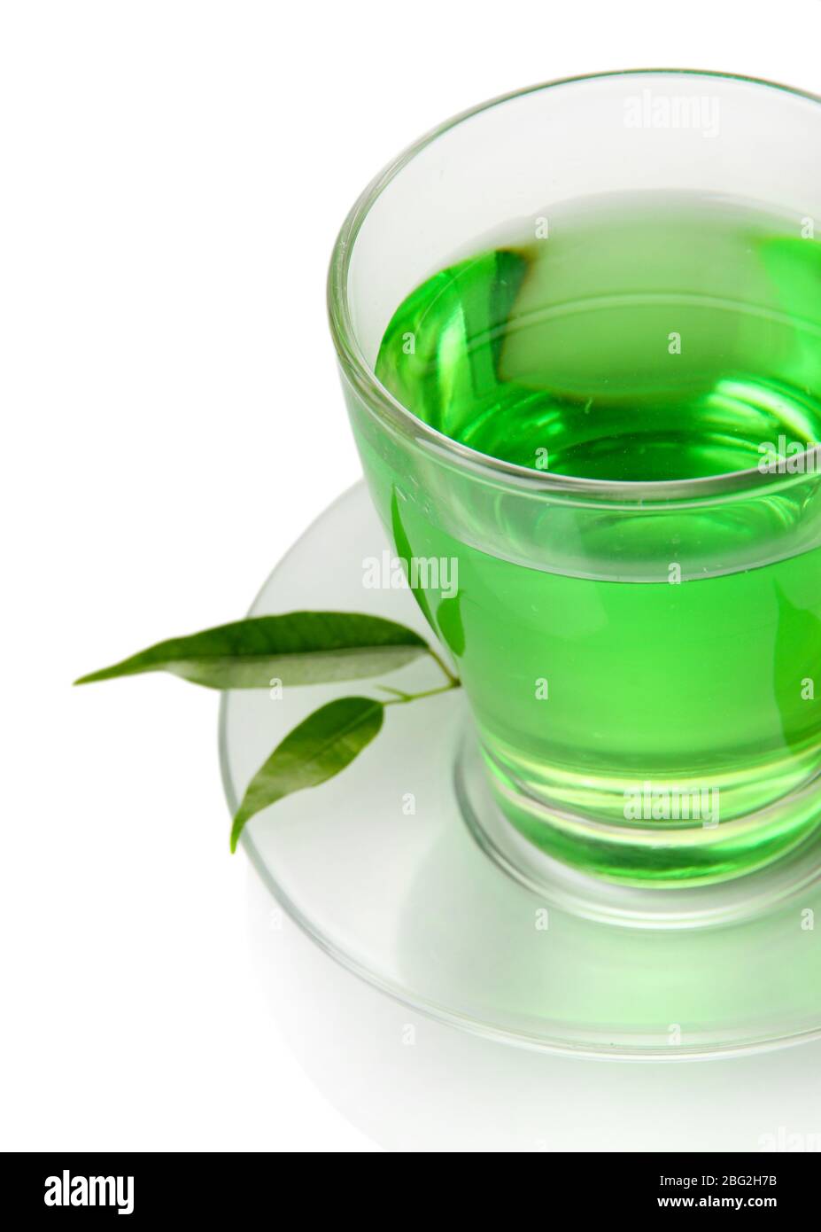 Transparent cup of green tea, isolated on white Stock Photo - Alamy