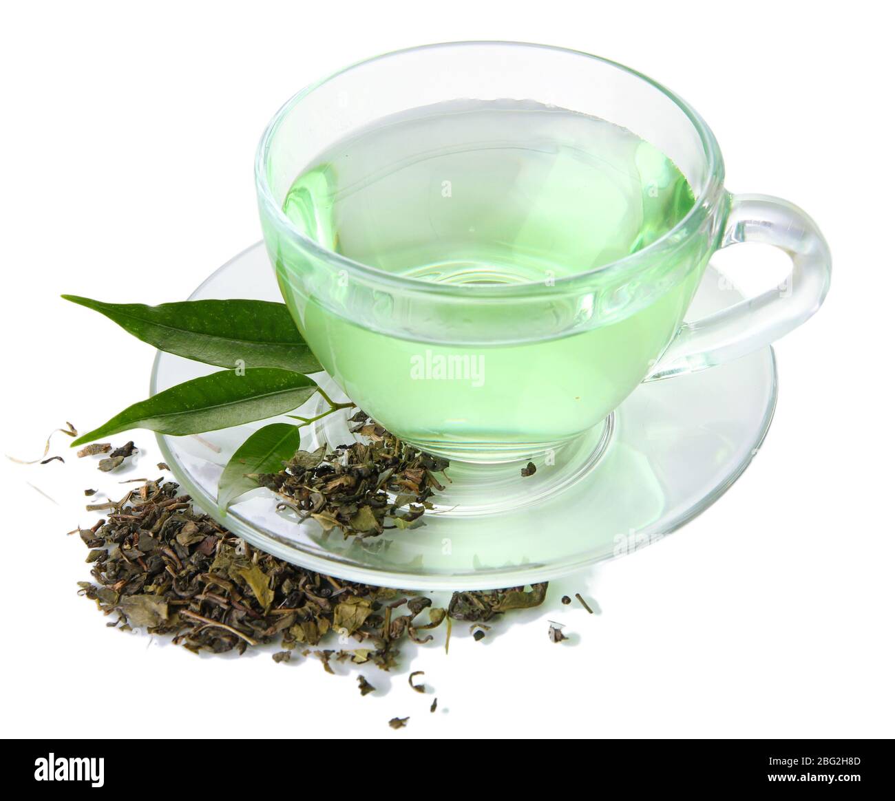 Transparent cup of green tea, isolated on white Stock Photo - Alamy