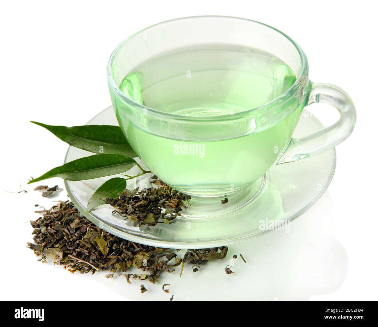 Transparent cup of green tea, isolated on white Stock Photo - Alamy