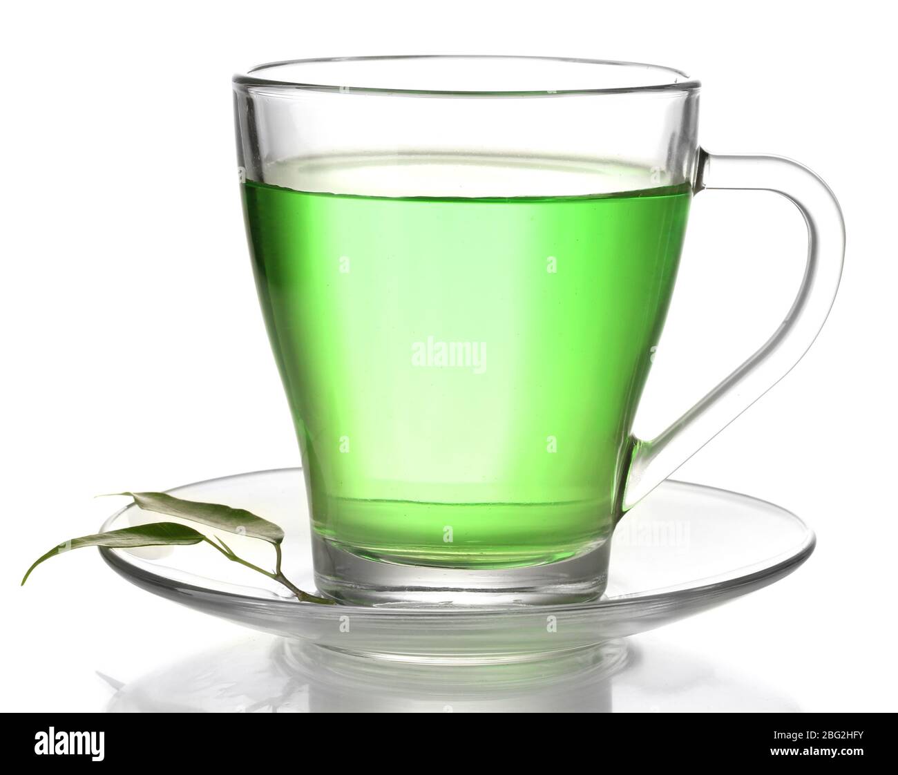 Transparent cup of green tea, isolated on white Stock Photo - Alamy