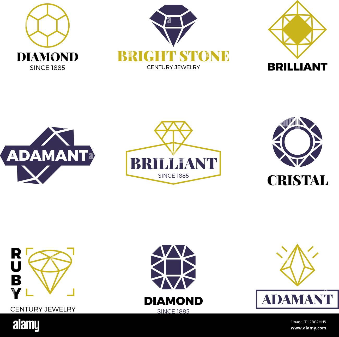 Diamond logost. Abstract luxury vector labels with sparkle brilliant. Luxury label and diamond, brilliant gemstone logo collection. Vector illustratio Stock Vector