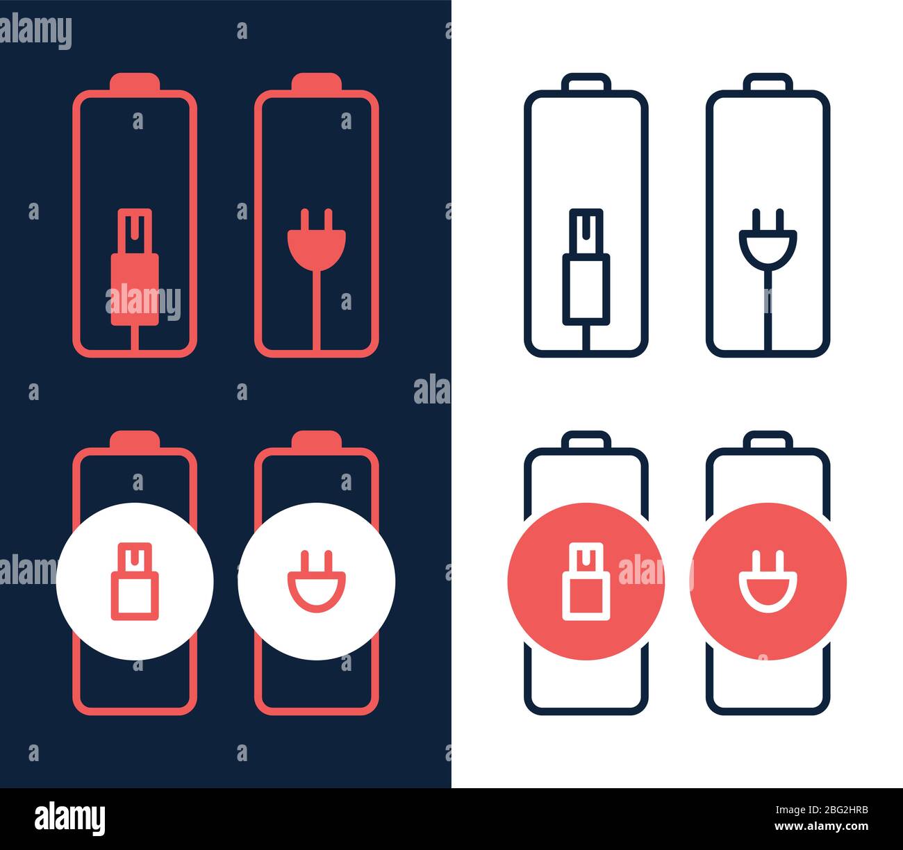 battery charger by electric plug vector icon on white background Stock Vector