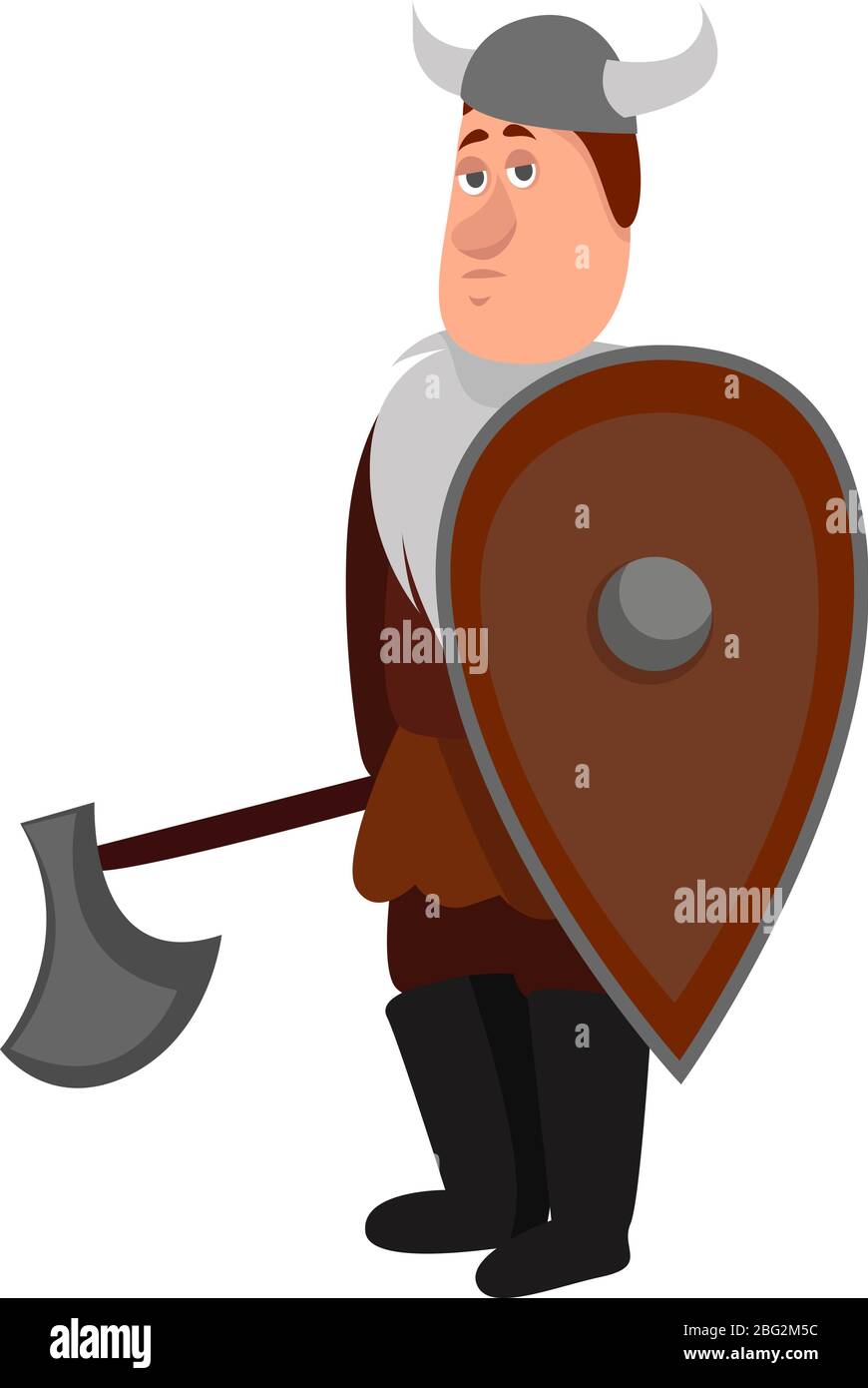 Viking with shield, illustration, vector on white background Stock Vector