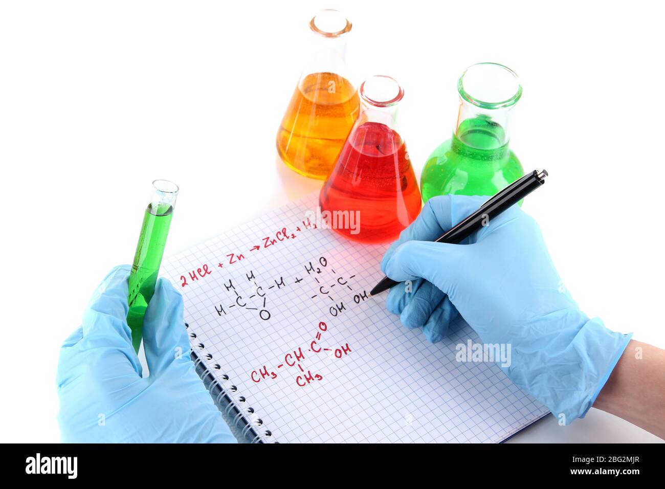 Hand scientist writing formulas isolated on white Stock Photo - Alamy