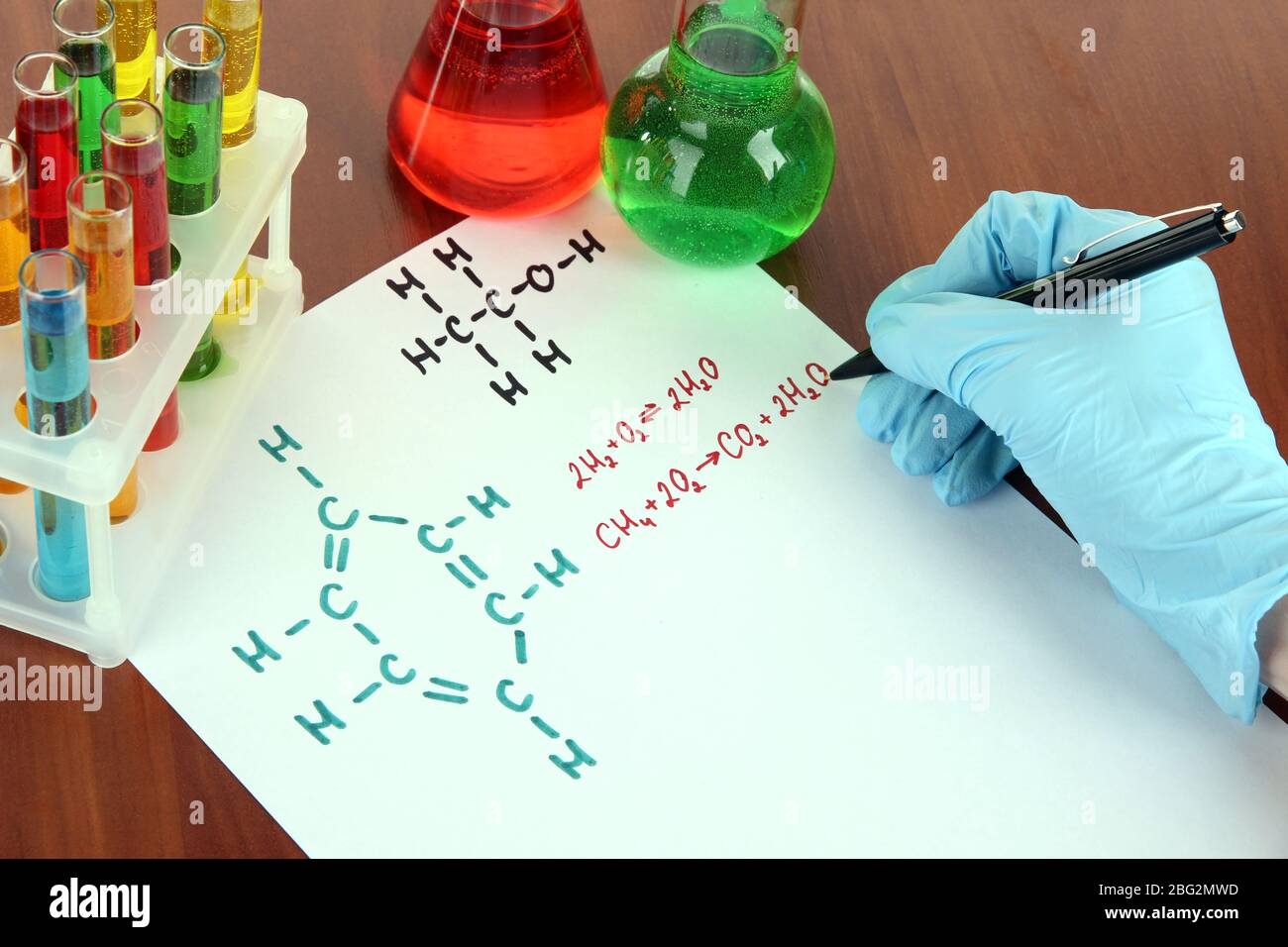 Hand scientist writing formulas Stock Photo - Alamy