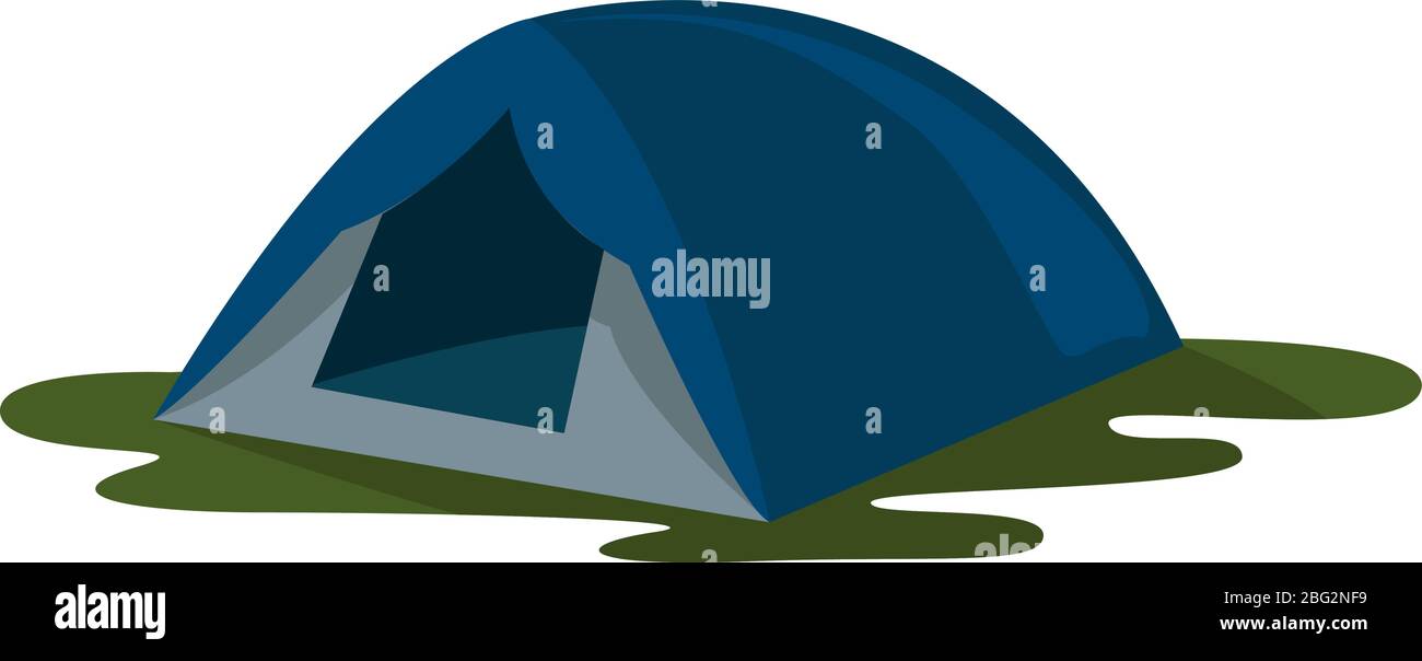 Blue tent, illustration, vector on white background Stock Vector