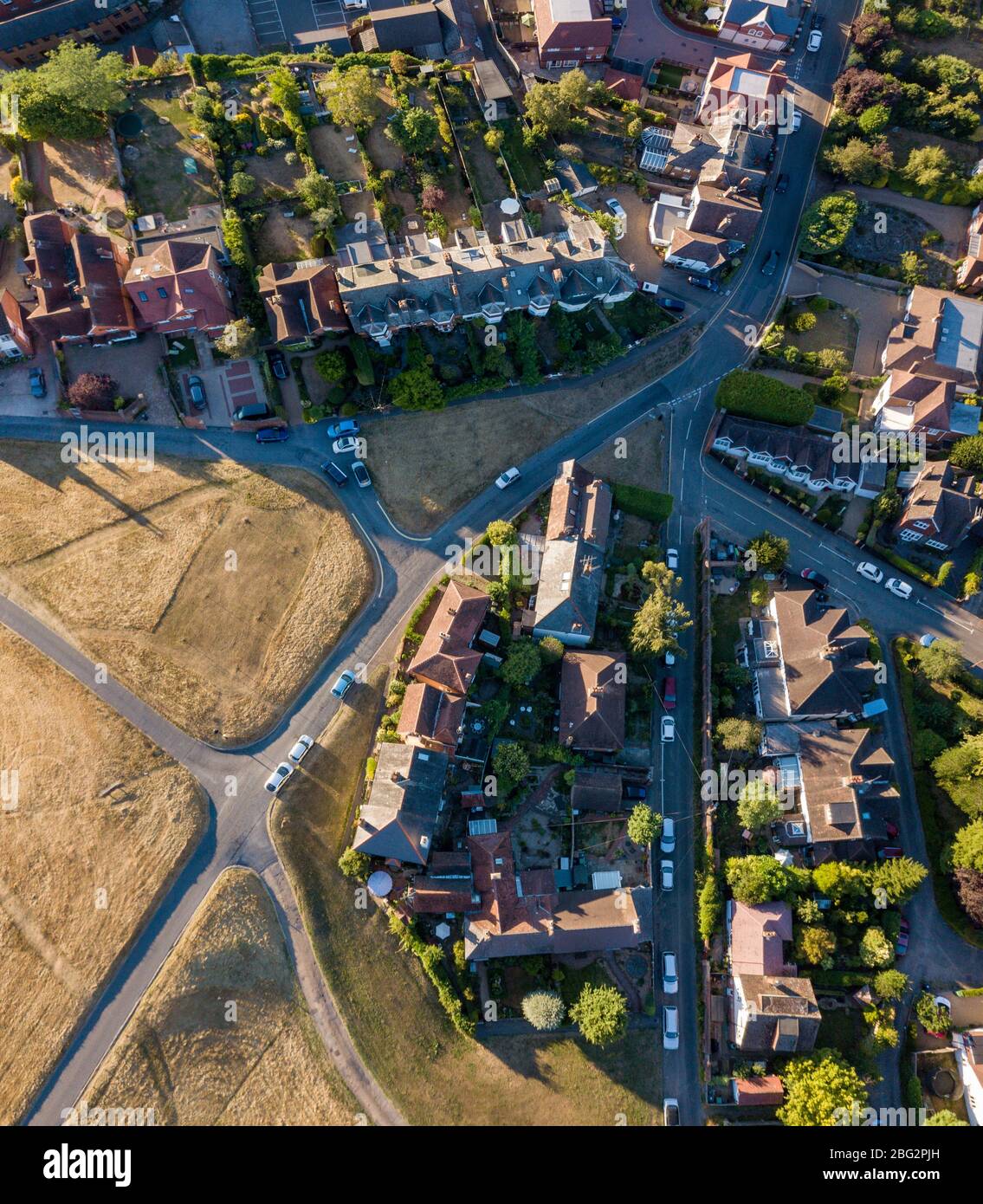 Aerial view of Dorking, a historic market town in the Surrey Hill, UK Stock Photo