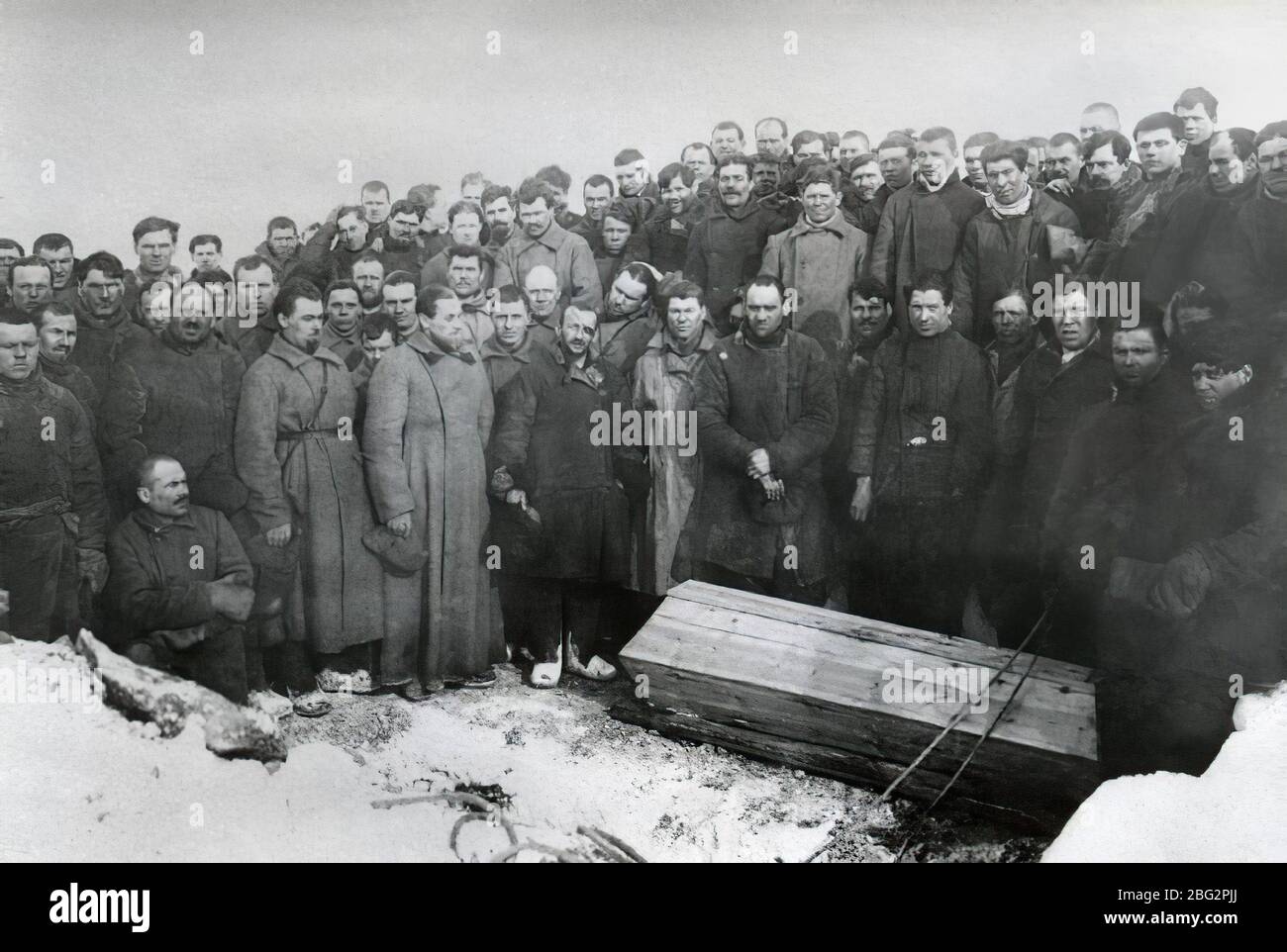 Prisoners of Soviet gulag. USSR. Circa 1936-1937 Stock Photo