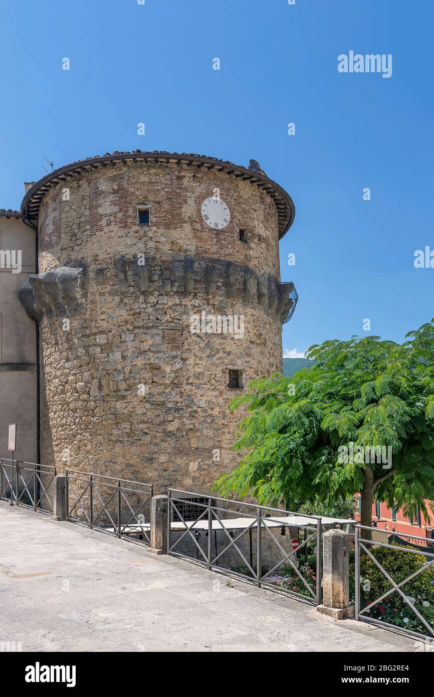 The ancient Rivellino tower in the historic center of Cetona, Siena, Italy, Europe Stock Photo