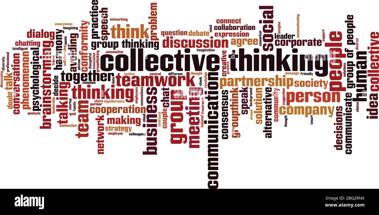 Collective thinking word cloud concept. Collage made of words about collective thinking. Vector illustration Stock Vector