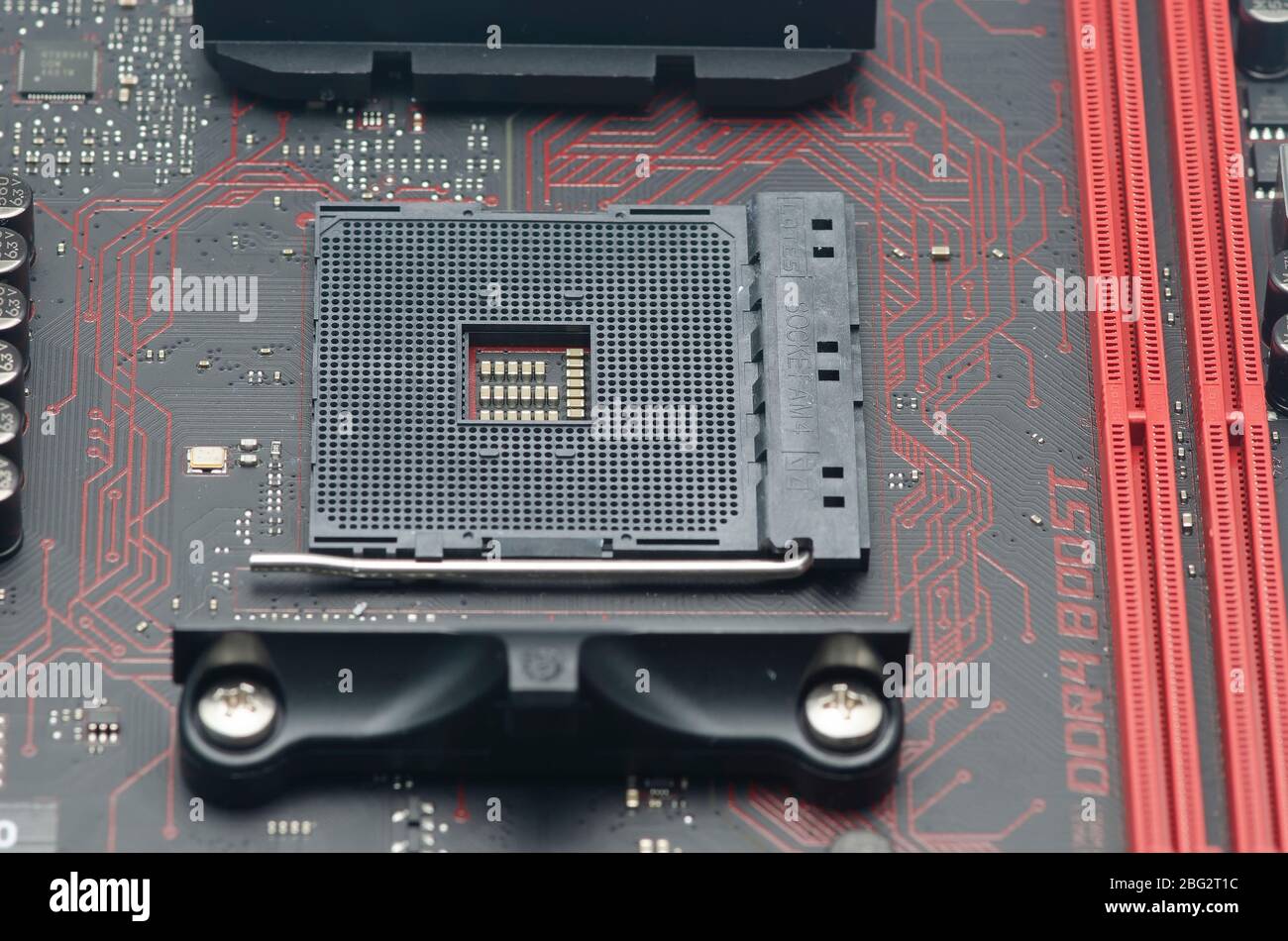 closeup msi motherboard am4 socket for amd processor Stock Photo - Alamy